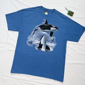 Vintage Y2K Orca Whale Heavyweight Graphic T-Shirt - L